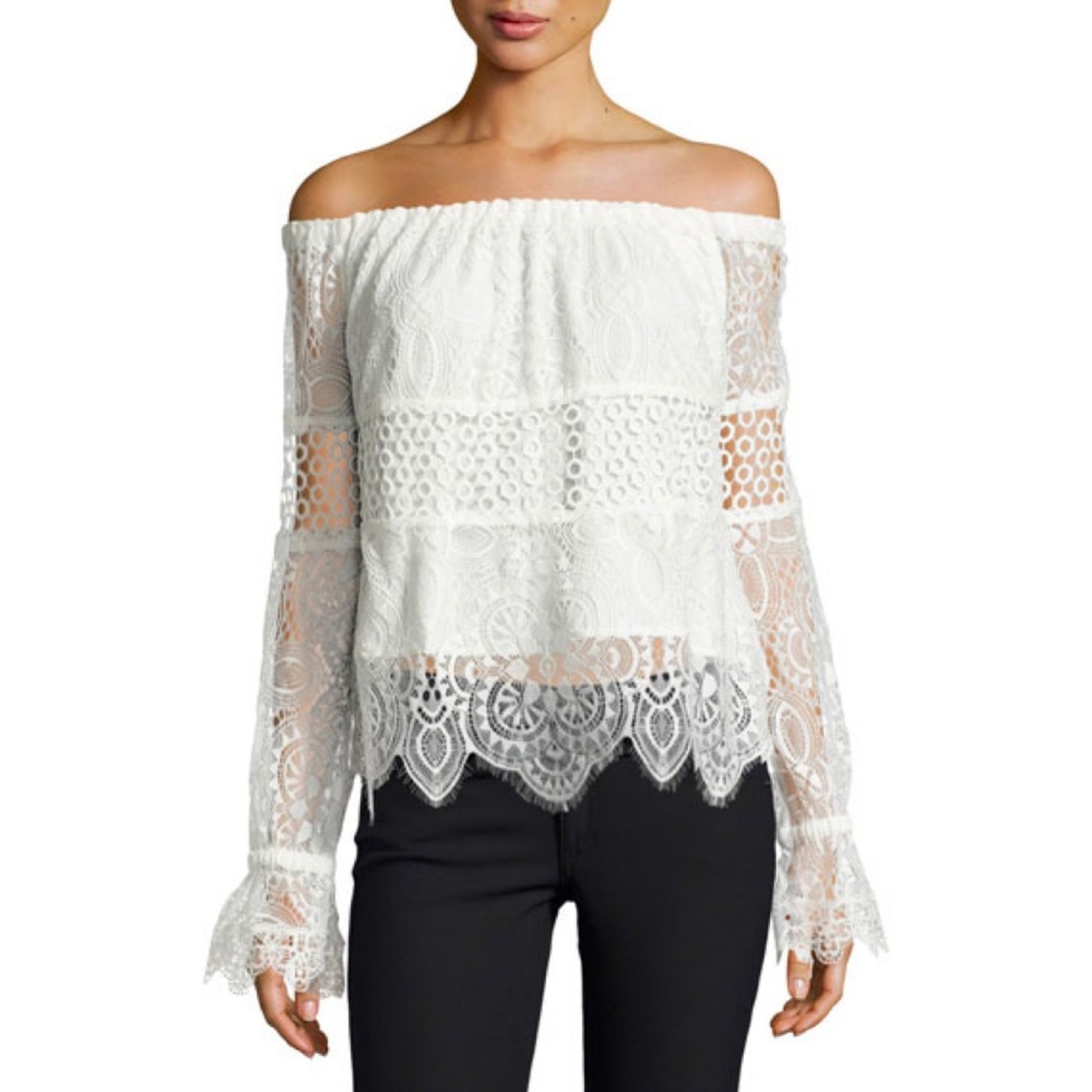 Kendall + Kylie Lace Off-the-Shoulder Top